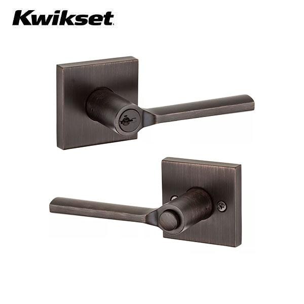 Kwikset: Lisbon Entry Lever with Square Rose / Venetian Bronze  / with SmartKey Technology